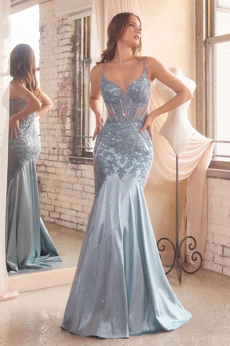 chinese dress ladies Mac Duggal One-Shoulder Polka Dot Chiffon Gown with Ruffle Detail main image 1