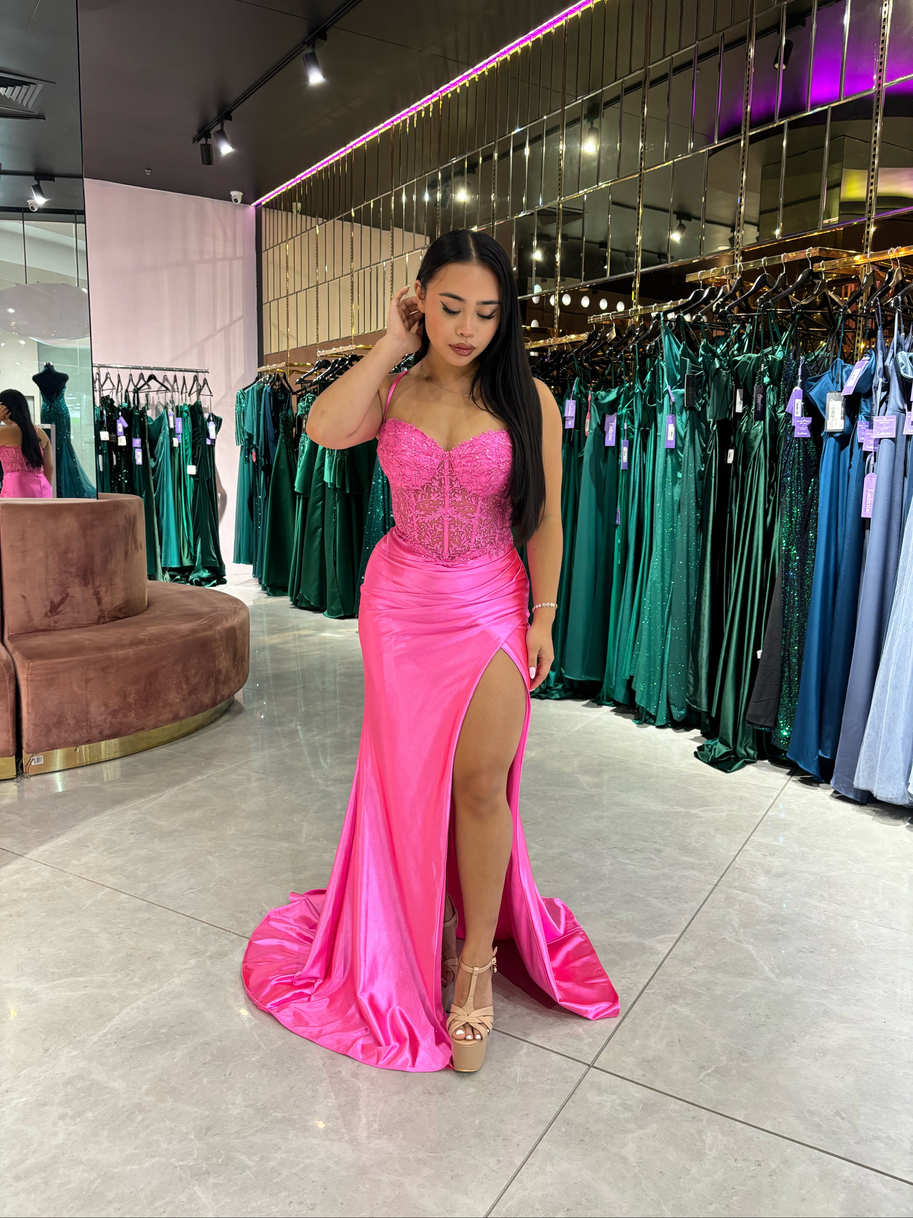 Pink boutique prom dresses best sale