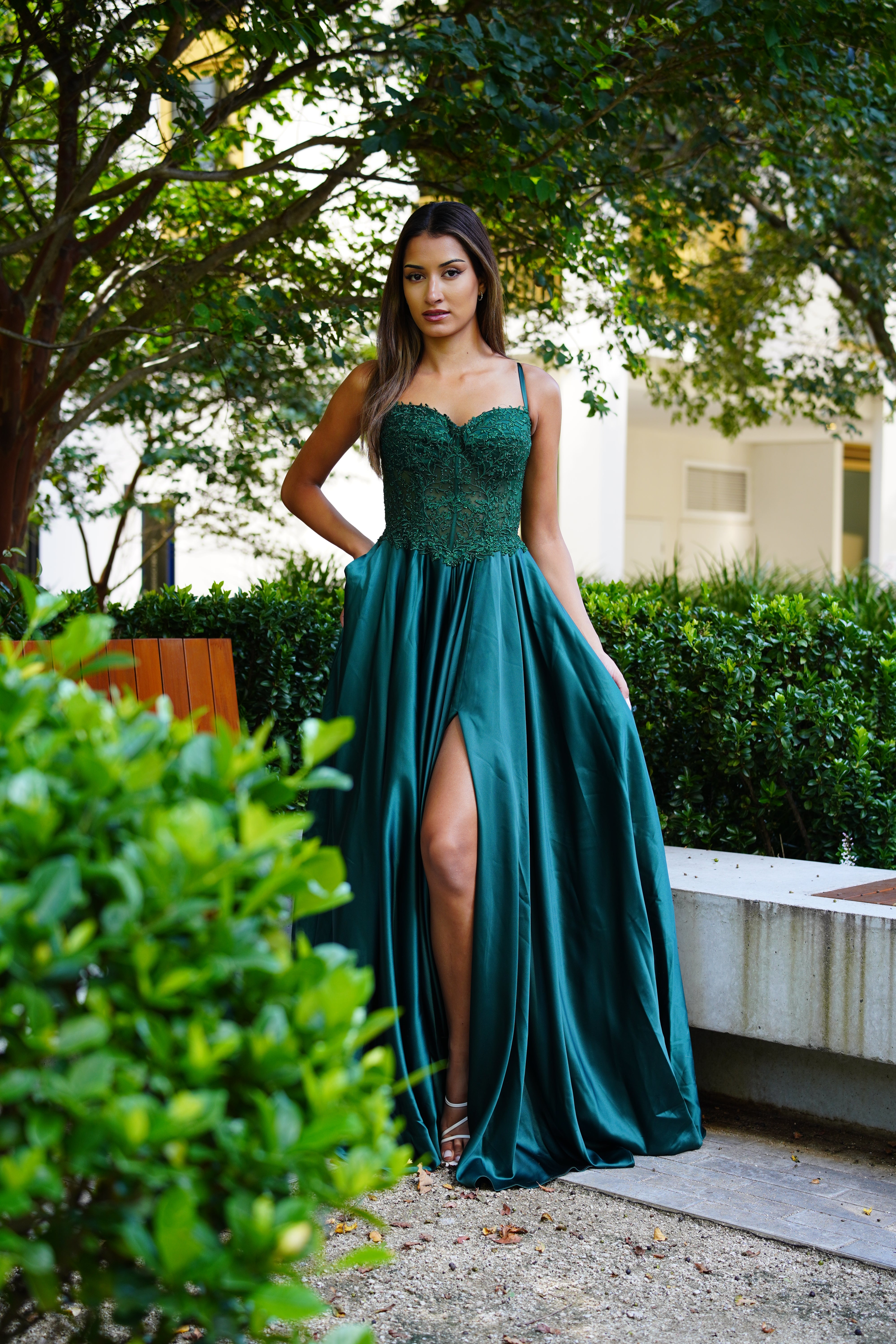 strapless open back dress P72738B